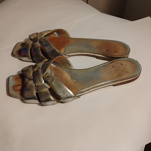 YSL tribute sandals Flats Metallic Size 39 Fair - Picture 10 of 16